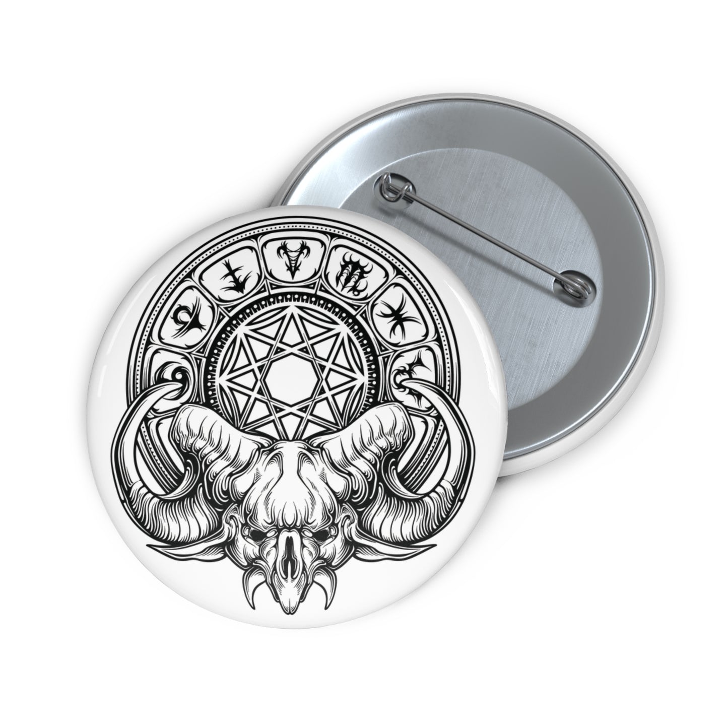 Zodiac Skull Pin Button