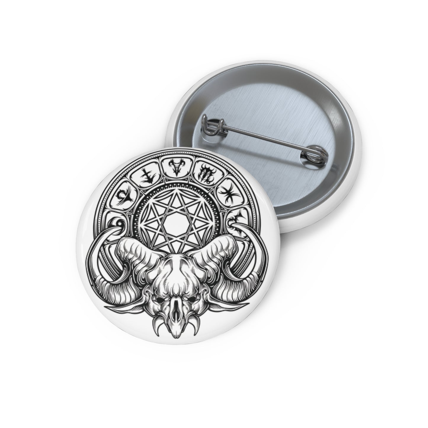 Zodiac Skull Pin Button