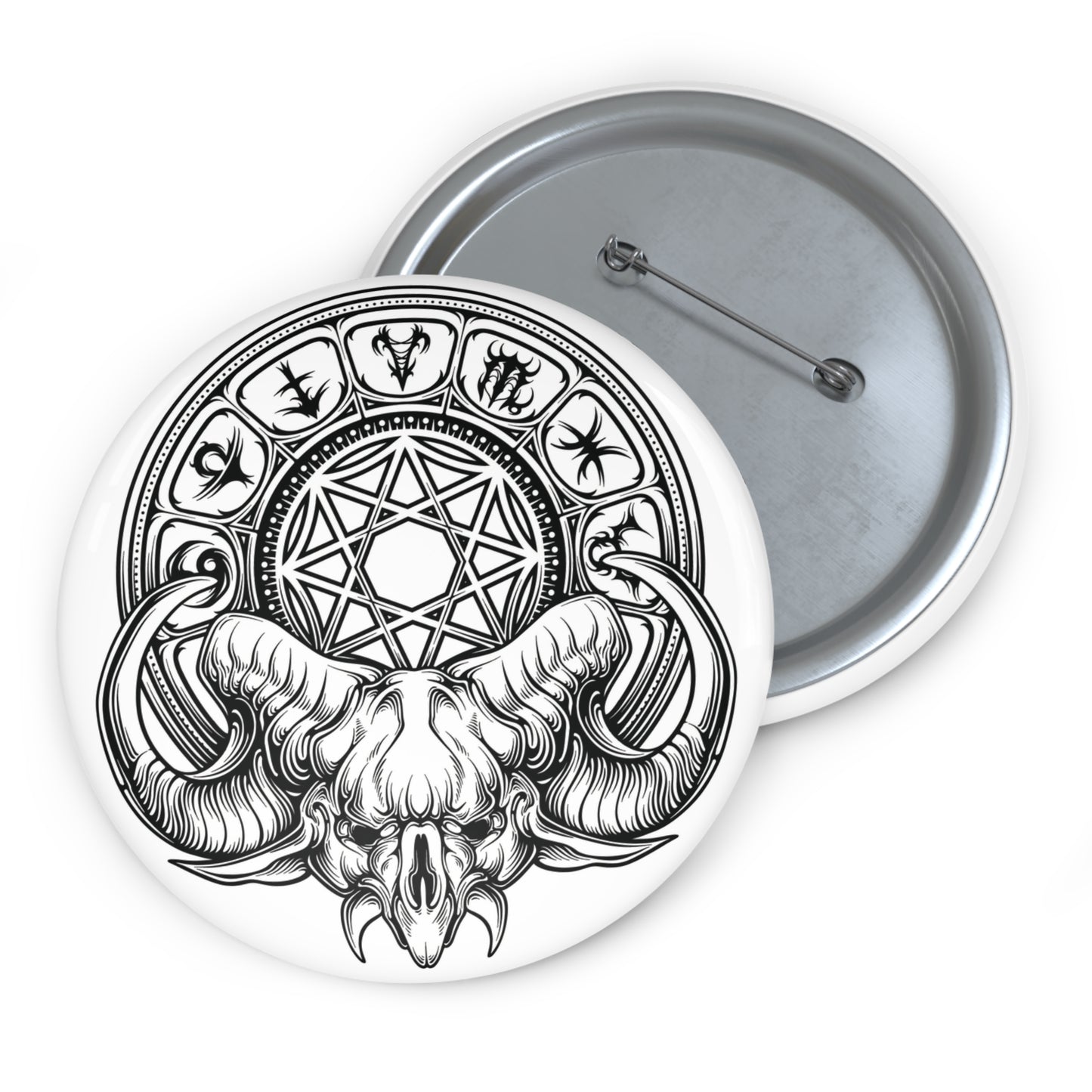 Zodiac Skull Pin Button