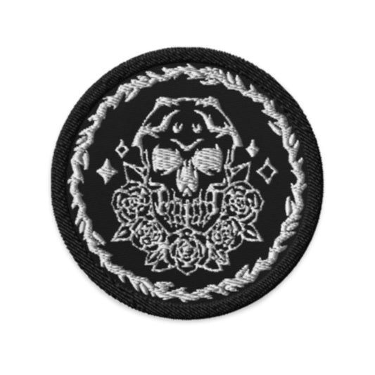 Floral Skull Embroidered Patch