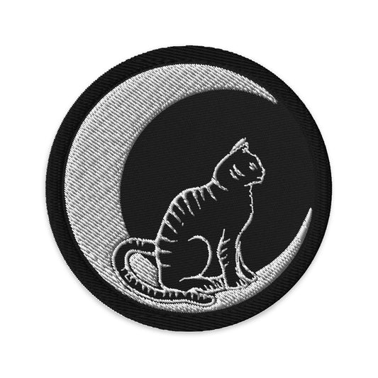 Cat And Moon Embroidered Patch